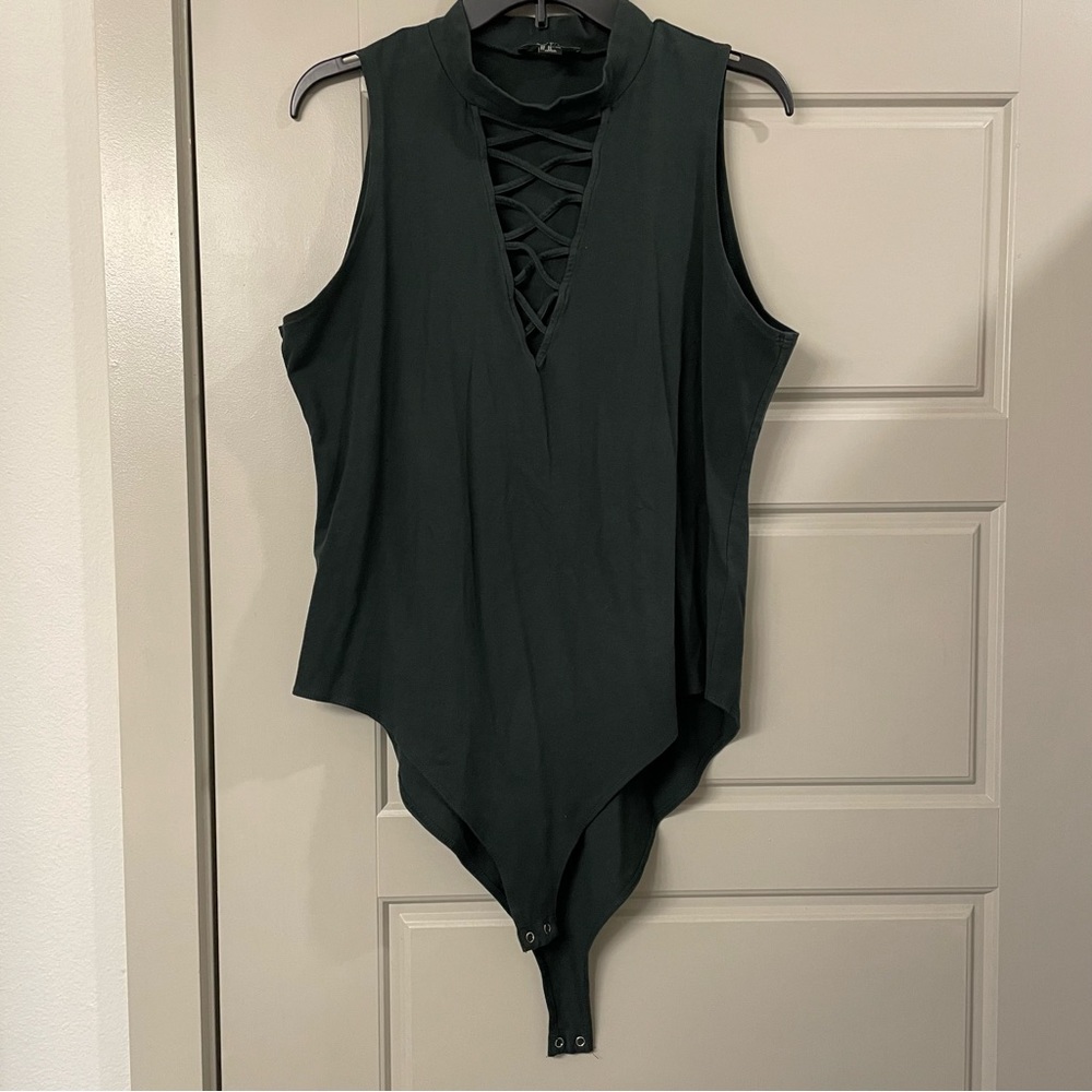 Dark Green Crisscross Bodysuit